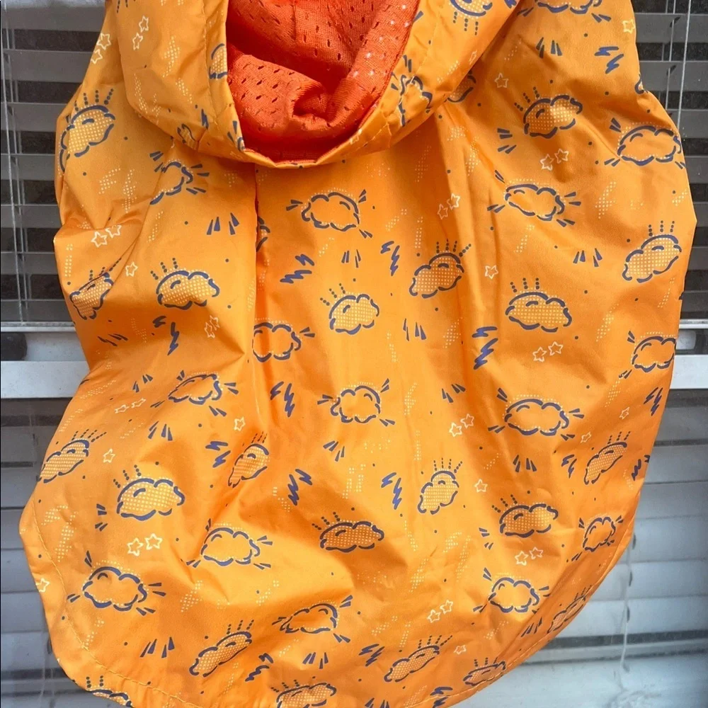 Orange Cloud-Print Dog Raincoat - Lightweight Waterproof Jacket